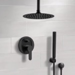 Remer SFH39 Matte Black Ceiling Rain Shower System with Handheld, Rainfall Shower Head, Shower Faucet Set